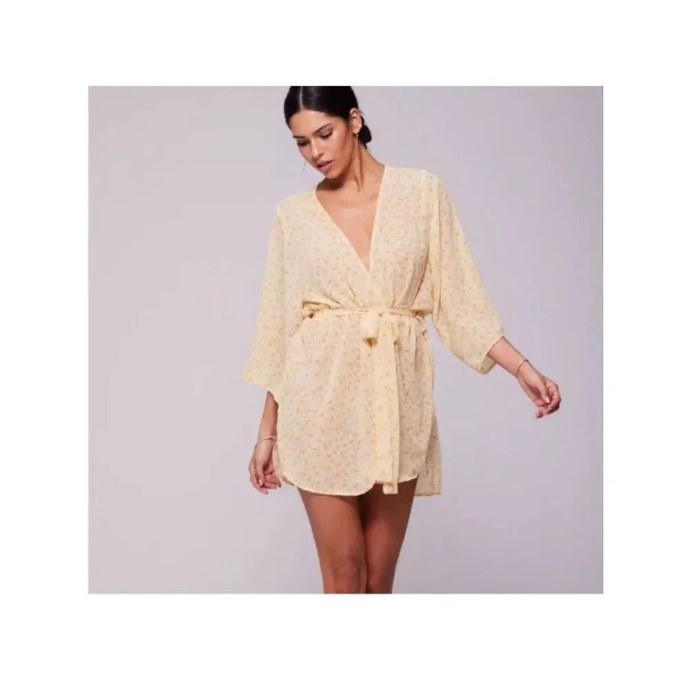 RESA Light Yellow Floral Tie-Waist Robe